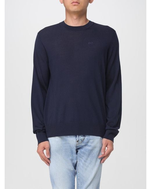 DSquared² Blue Crew Neck Knit Top for men
