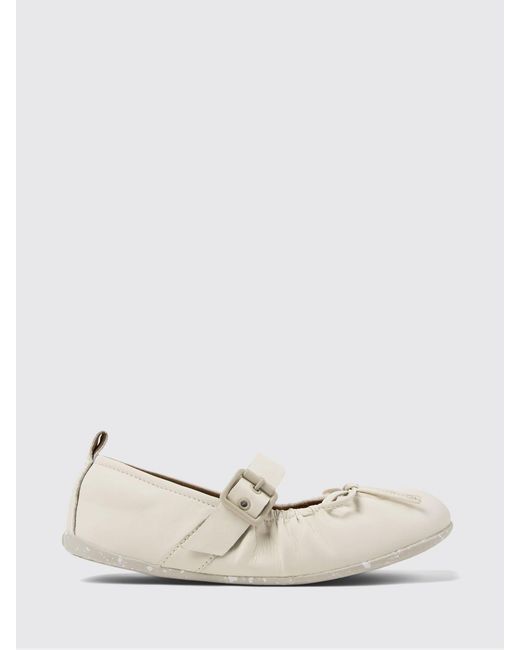 Camper Natural Wabi Recycled Leather Ballerinas With Bow