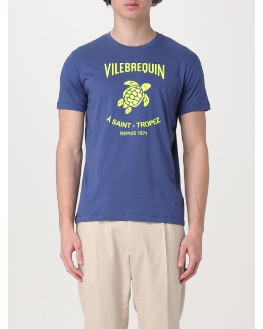 T-shirt in cotone con logo di Vilebrequin in Blue da Uomo