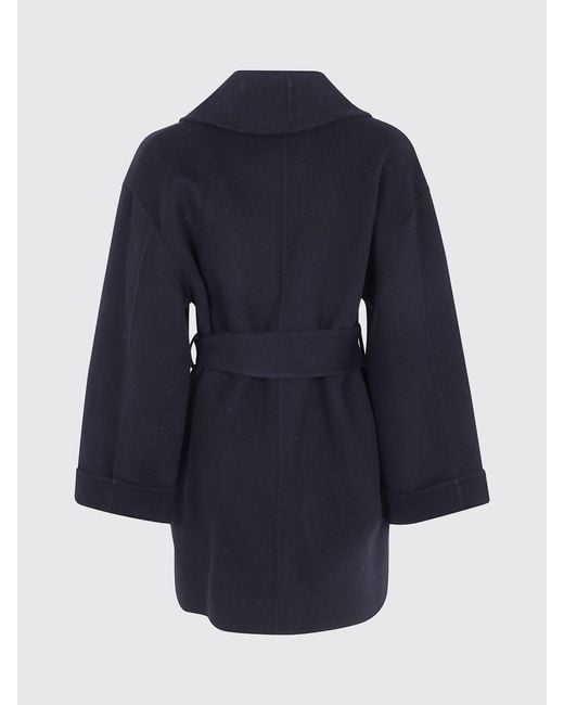 By Malene Birger Blue Shawl Collar Pure Wool Robe Coat