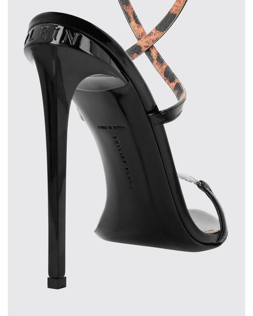 Philipp Plein Black Patent Leather Sandals
