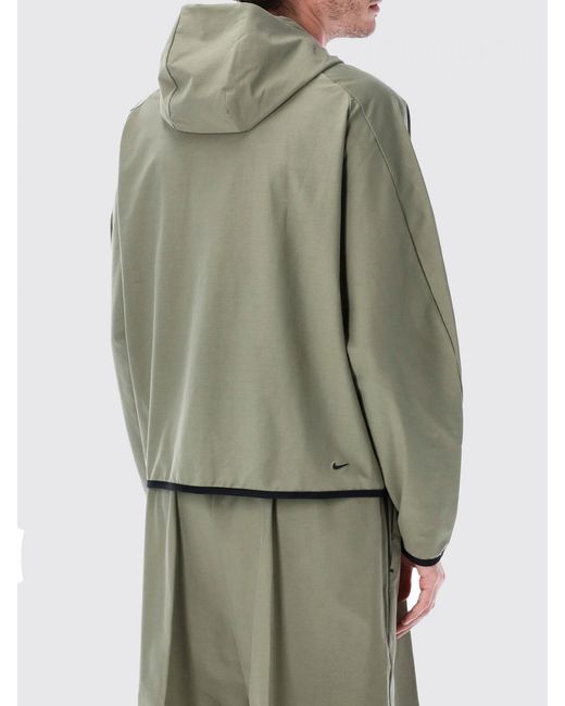 Nike Green Hooded Technical Fabric Windbreaker Jacket With Swoosh Logo for men