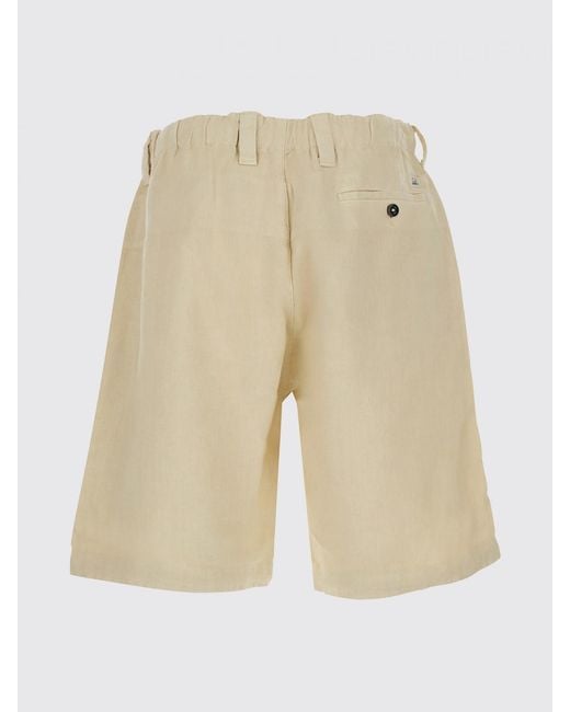 C P Company Natural Linen Cargo Shorts With Belt Loops And Multiple Pockets for men