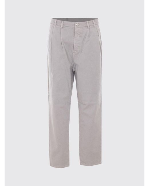 Brunello Cucinelli Gray Stretch Cotton Wide Leg Trousers for men