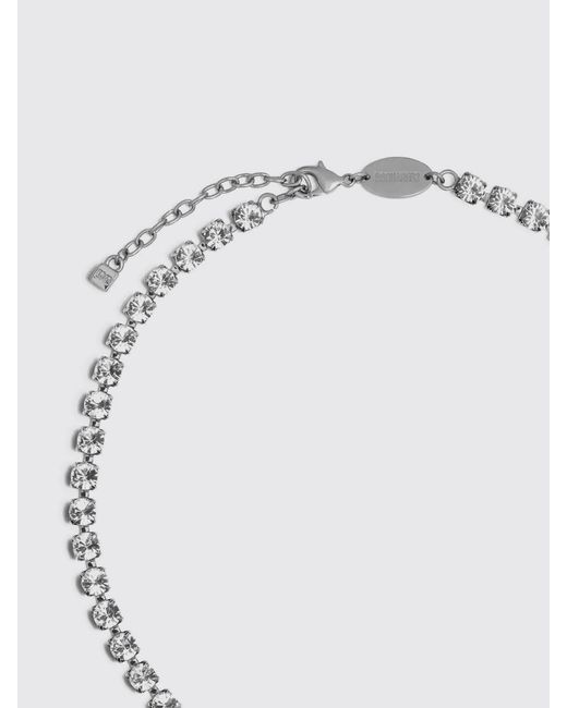 DSquared² White D2-Tone Metal Choker Necklace With Set Rhinestones