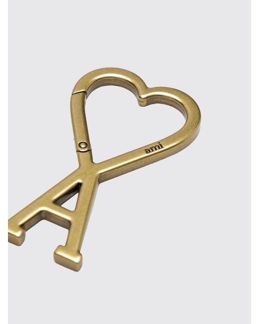 AMI Metallic Rigid Metal Logo Keychain With Snap Closure for men