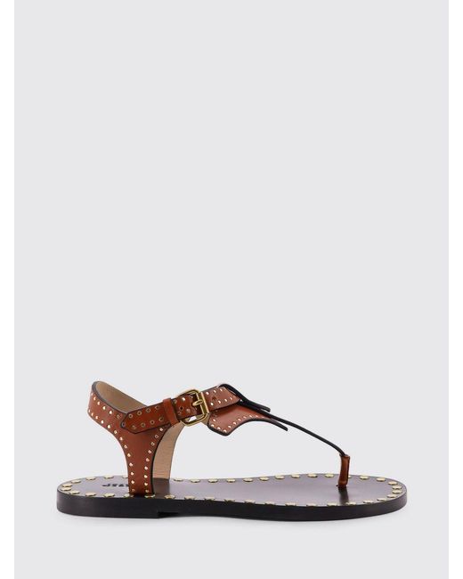Isabel Marant Brown Joonya Leather Sandals With Micro Studs