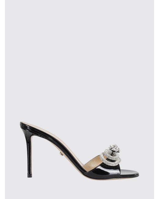 Mach & Mach Natural Patent Leather Mules With Jewel Bow Machmach