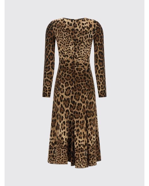 Dolce & Gabbana Brown Dolce &Amp Gabbana Long-Sleeved A-Line Midi Dress