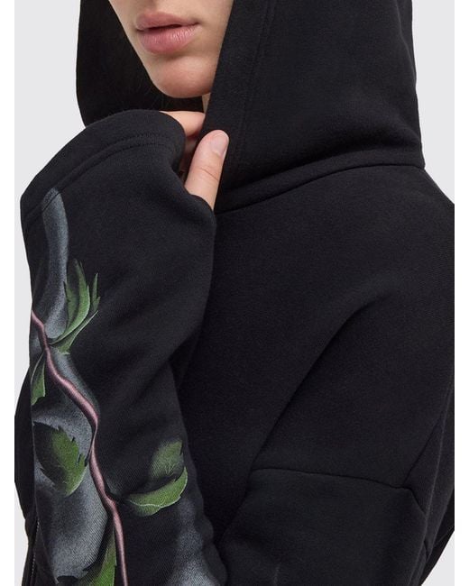 MACCAPANI Blue Floral Cotton Hoodie