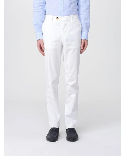 Brunello Cucinelli White Cotton Chino Trousers for men