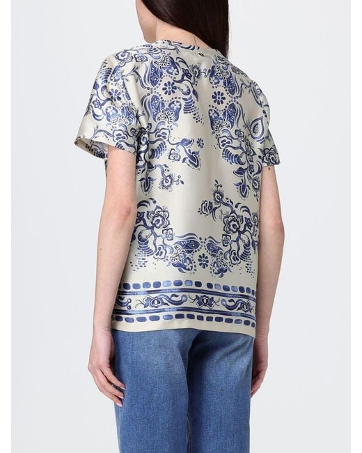 Liu Jo Blue Floral Print Satin Blouse
