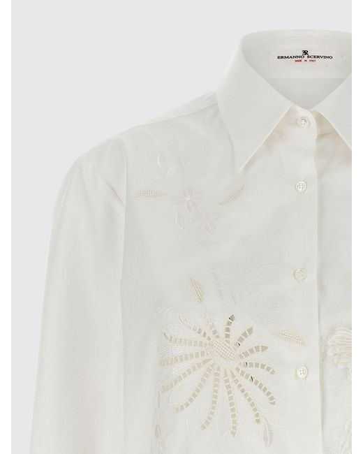 Ermanno Scervino White Cotton Shirt With Lace Inserts