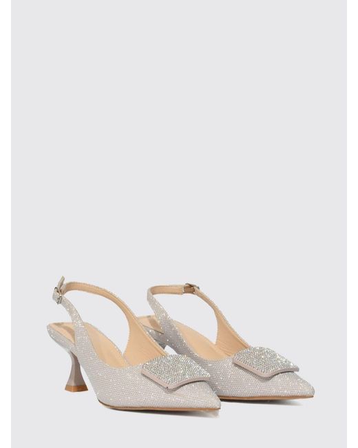 Twentyfourhaitch Natural Glitter Tech Fabric Slingbacks With Spool Heel