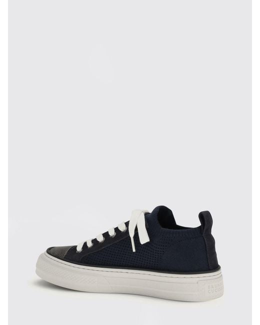 Brunello Cucinelli White Cotton Crochet Knit Sneakers With Monile