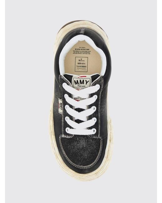 Maison Mihara Yasuhiro White Oliver Distressed-Effect Low-Top Leather Sneakers for men