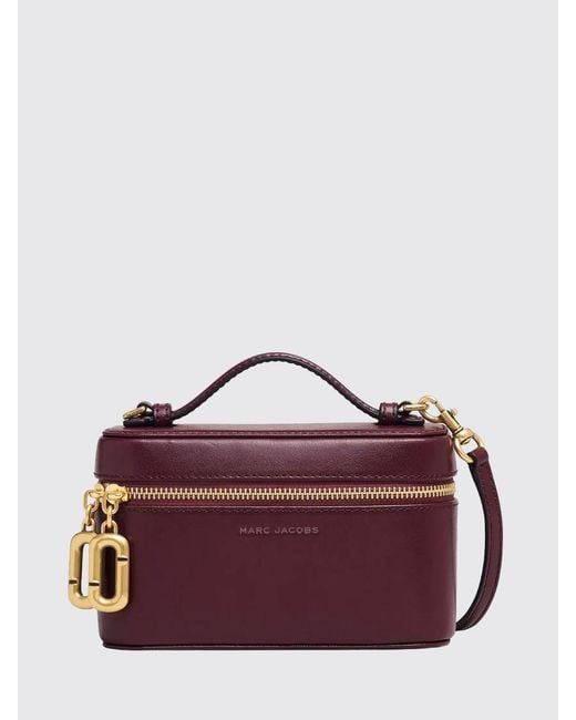 Marc Jacobs Purple The Vanity Leather Handbag With Crossbody Strap And Logo Charm