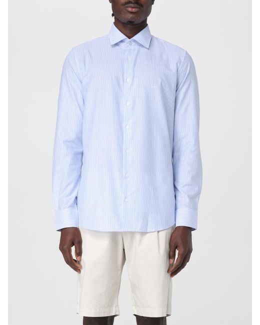 Michael Kors White Slim Fit Striped Dress Shirt for men