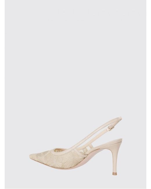 Roberto Festa Natural Game Leather And Mesh Slingbacks With Floral Embroidery