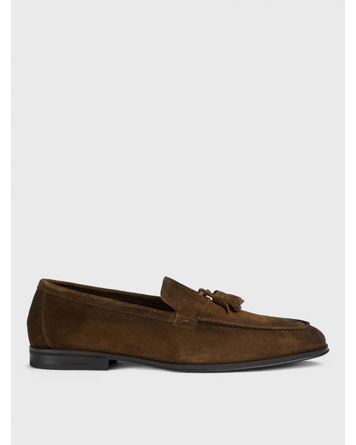 Doucal's Brown Suede Loafers With Tassels for men