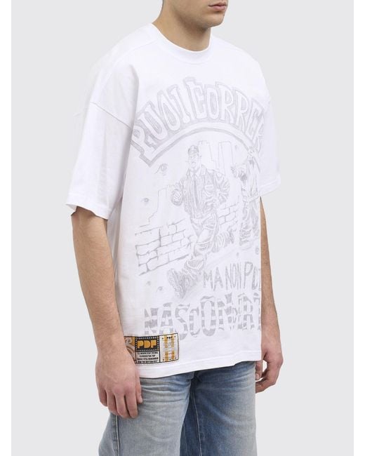 PDF White Printed Cotton T-Shirt for men