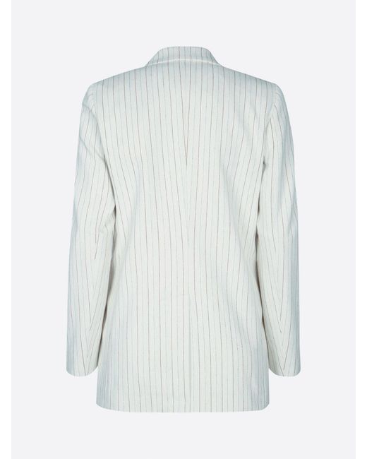 Jacob Cohen White Pinstriped Double-Breasted Blazer