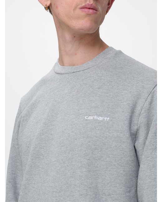 Carhartt Gray Cotton Crew Neck Logo Sweatshirt for men