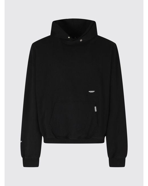 Represent Blue Cotton Hoodie With Pouch Pocket for men