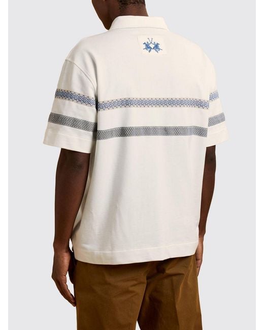 La Martina White Cotton Polo With Logo for men