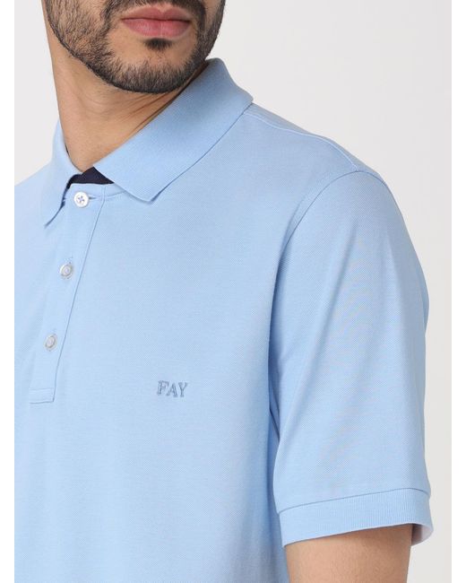 Fay Blue Logo-Embroidered Polo Shirt for men