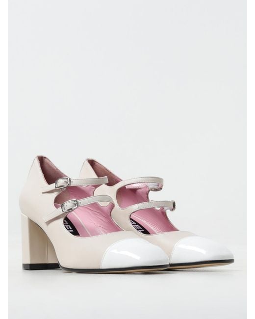 CAREL PARIS White Mary Jane Cherry In Nappa With Buckles