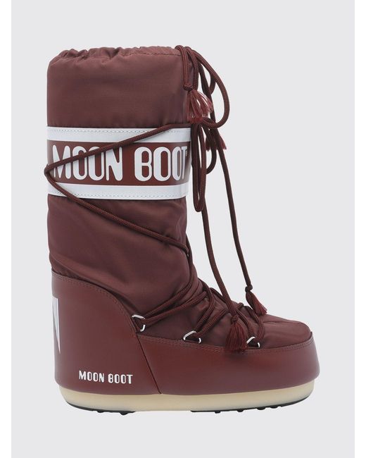 Moon Boot Red Flat Ankle Boots