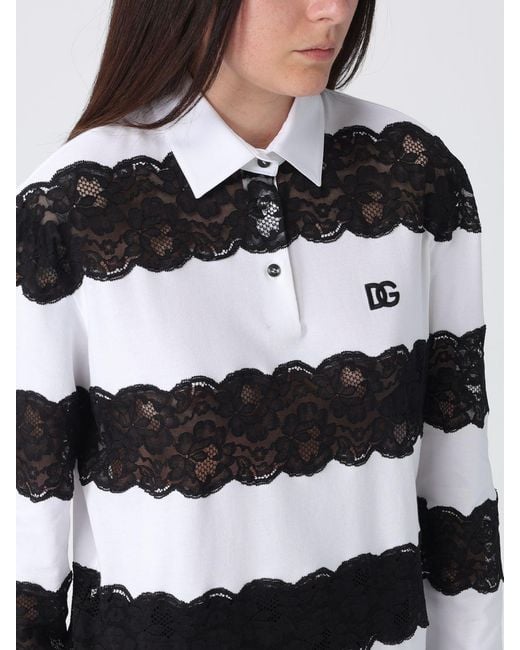 Dolce & Gabbana Multicolor Dolce &Amp Gabbana Cotton And Lace Polo Shirt
