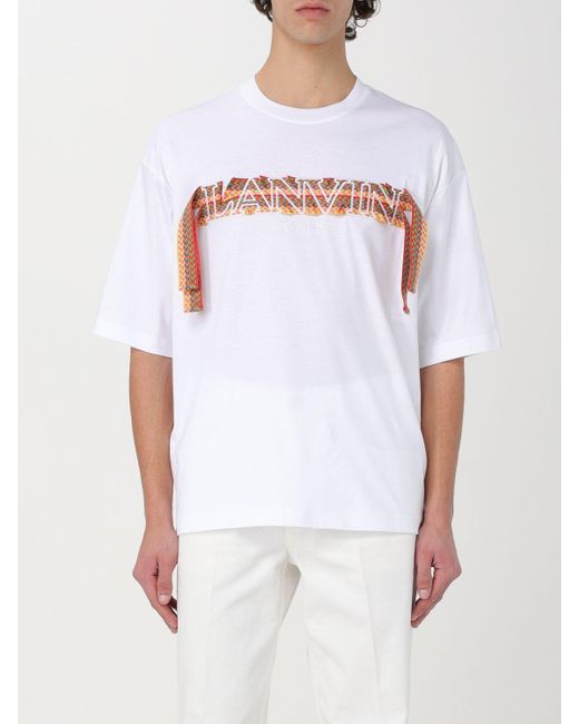 T-shirt in cotone con applicazione di Lanvin in White da Uomo