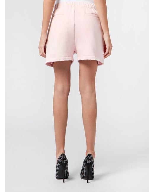Philipp Plein Pink Jersey Jogging Shorts With Drawstring Waist And Tonal Logo