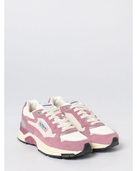 Autry Pink Hyperway Mesh And Suede Sneakers