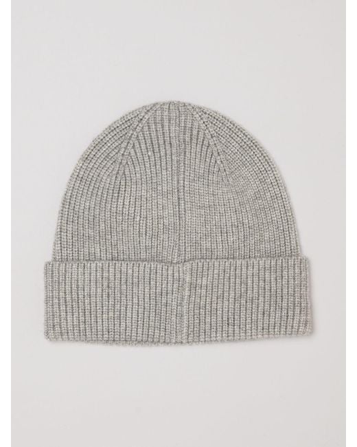 Murphy & Nye Gray Cotton Beanie Hat With A Turn-Up Cuff And Logo Patch for men
