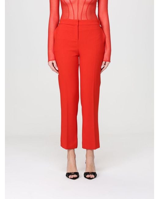 Elisabetta Franchi Red Crêpe Cropped Pants