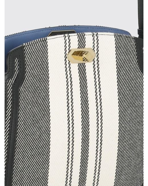 Lanvin White Striped Canvas Bag