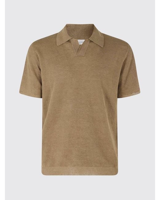Roberto Collina Brown Linen Polo Shirt for men