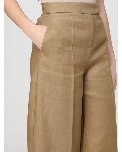 Max Mara Natural Badesse Palazzo Linen Trousers