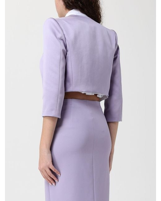 Elisabetta Franchi Purple Satin Crop Jacket
