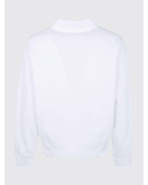 Polo Ralph Lauren White Long-Sleeved Cotton-Blend Polo Shirt With Contrast Logo for men