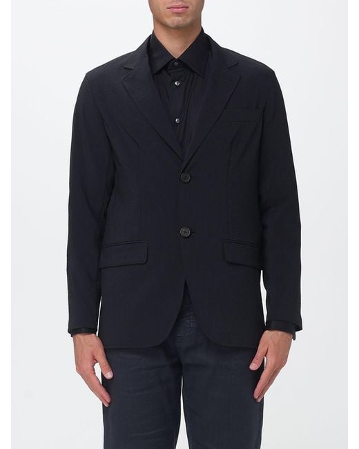 Emporio Armani Blue Single-Breasted Polyester Blazer for men