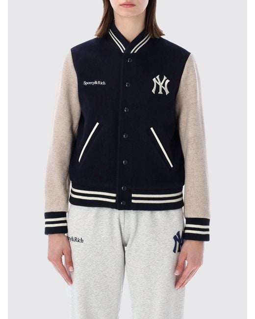 Sporty & Rich Blue Sporty &Amp Rich Wool Bomber Jacket