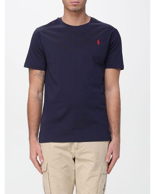 Polo Ralph Lauren Blue Cotton T-Shirt With Pony Logo for men