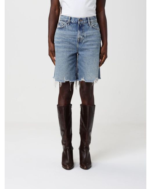 7 For All Mankind Blue Cotton Denim Shorts