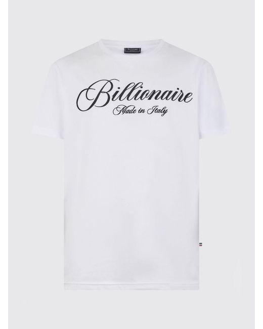 Billionaire White Cotton Crew-Neck T-Shirt With Embroidered Hexagon Logo for men