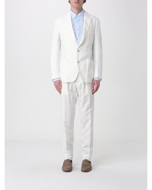 Eleventy White Single-Breasted Linen Blend Suit for men