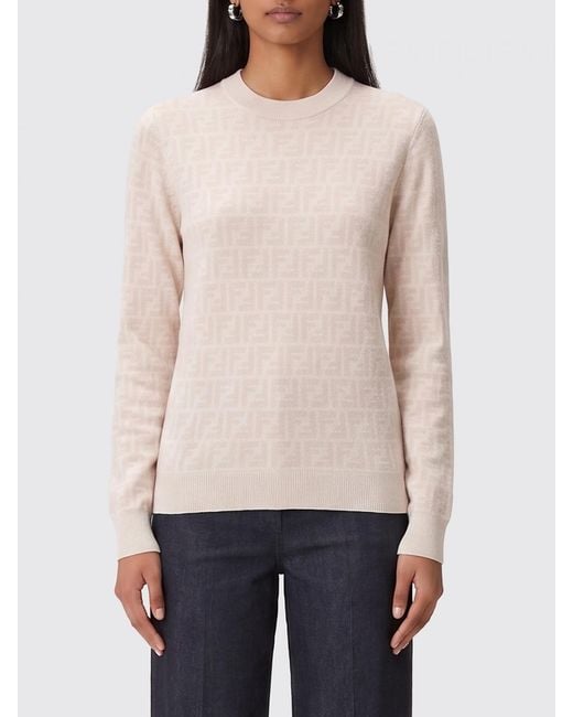 Fendi Natural Ff Wool And Silk Knit